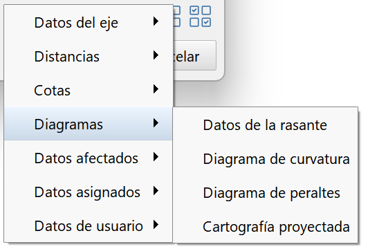 Perfiles - Edición de contenido longitudinal, menú diagramas