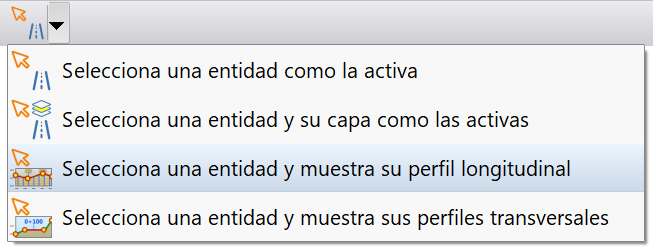 Vista 2D - Barra superior - Selector de entidades y acciones