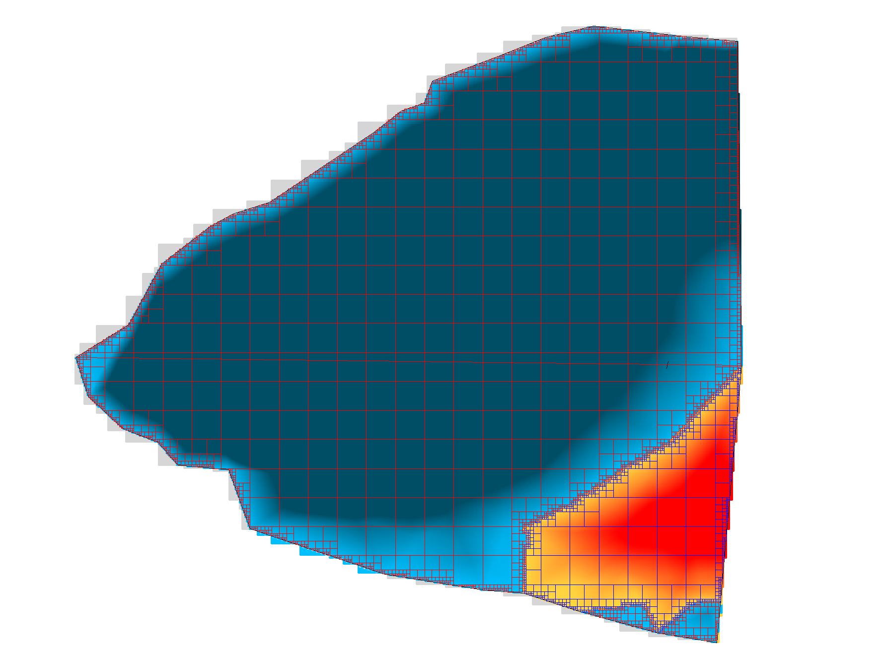 Vista 2D - Cubicación por malla, estilos de presentación, aplicar mapa de colores, resultado comparativo