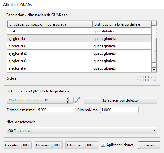 Superficies - Cálculo de QUADs - Dialog (2018.02)