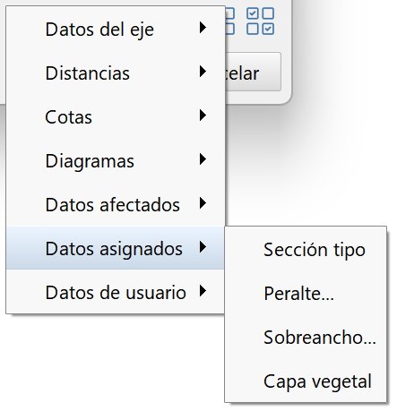 Perfiles - Edición de contenido longitudinal, menú datos asignados