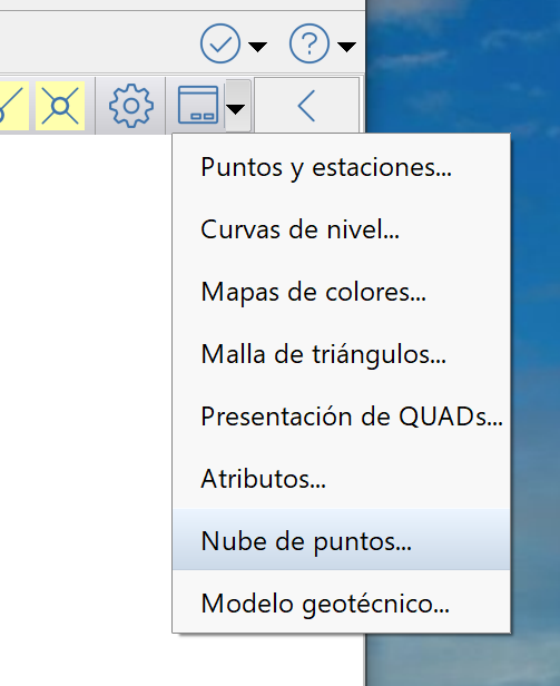 Vista 2D - Nube de puntos, acceso desde barra