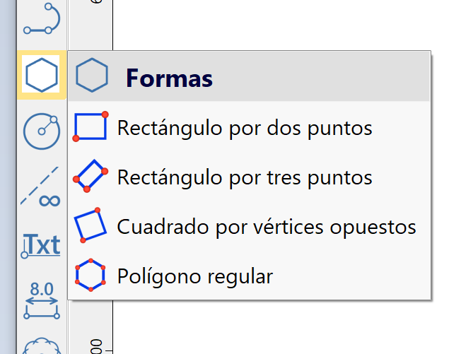 CAD - Formas - Submenú barra de CAD