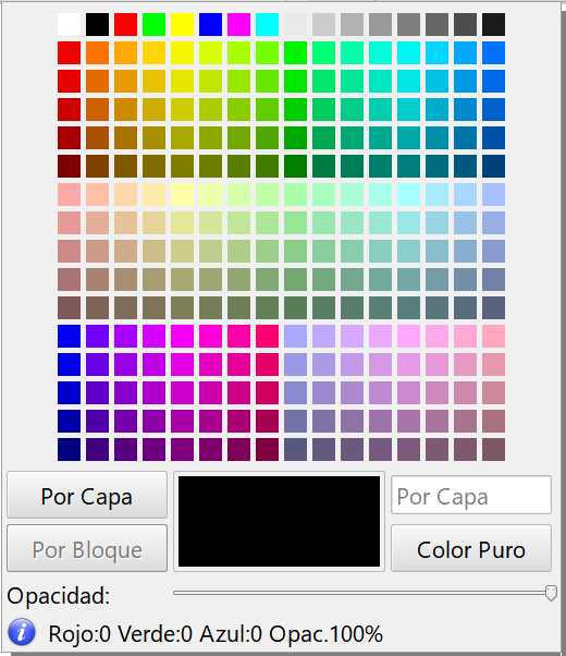 Edición - Preferencias, dialog - paleta de colores, cartomap