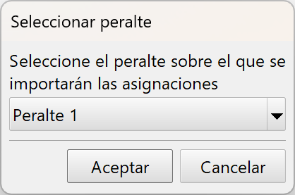 Importar - Trazado - Asignación de peraltes, dialog