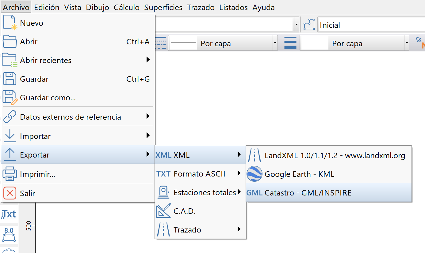 Archivo - Exportar - GML, menú (2021.10)