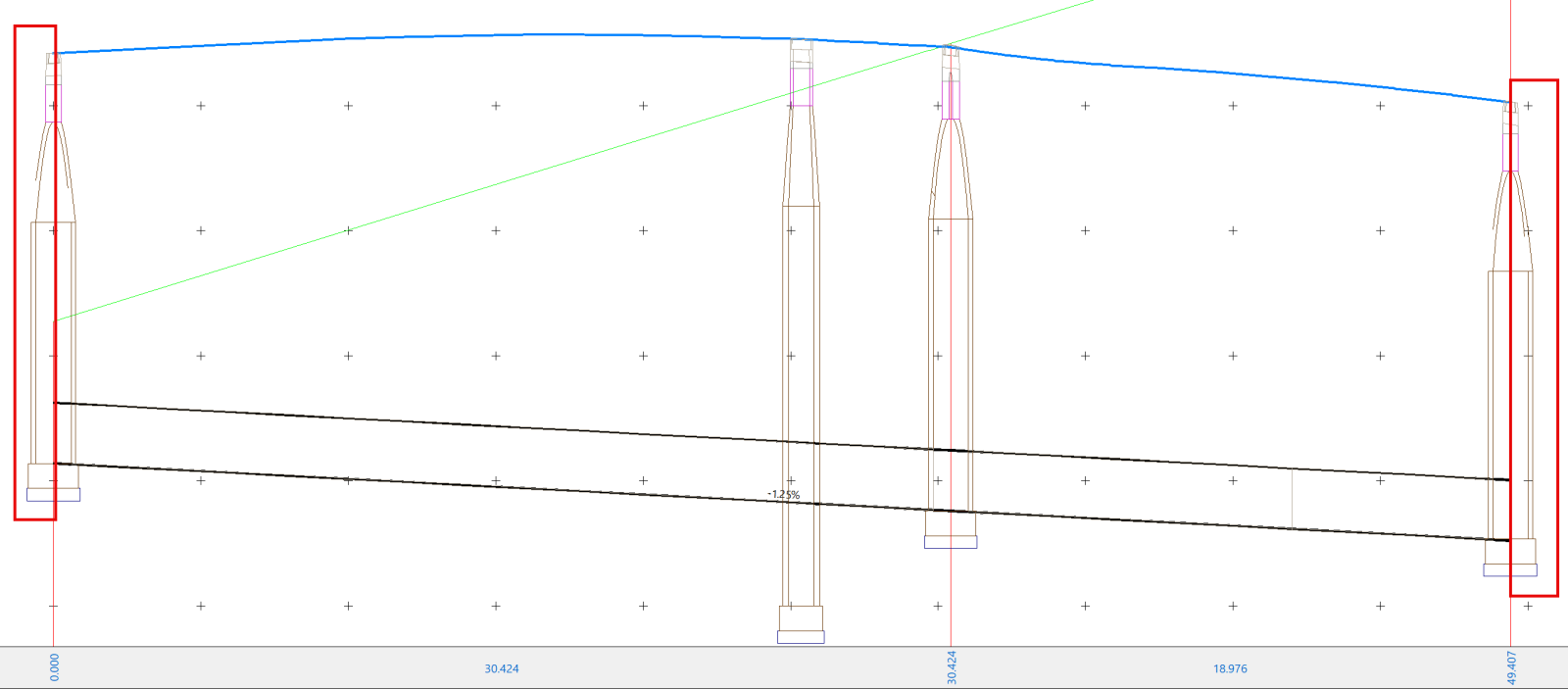 Perfil longitrudinal - Mostrar perfiles con obras de fábrica extendidas