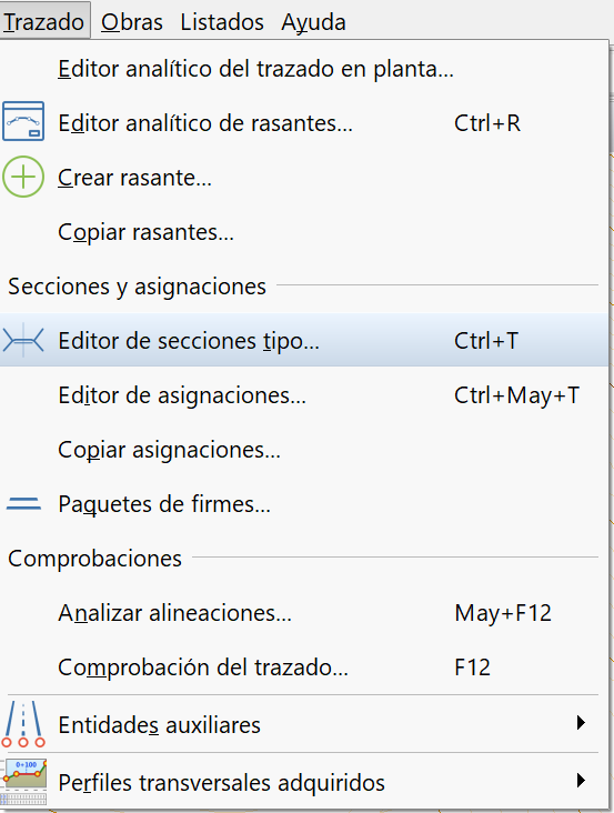 Editor de secciones - Menú