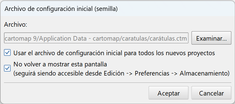 Edición - Preferencias, dialog - almacenamiento, archivo semilla
