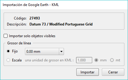 Archivo - Importar - KML, dialog