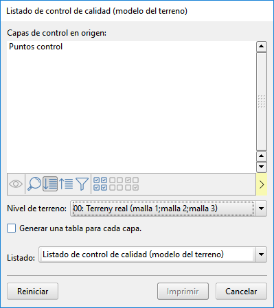 Listados - Control calidad puntos - Dialog con nivel de cota