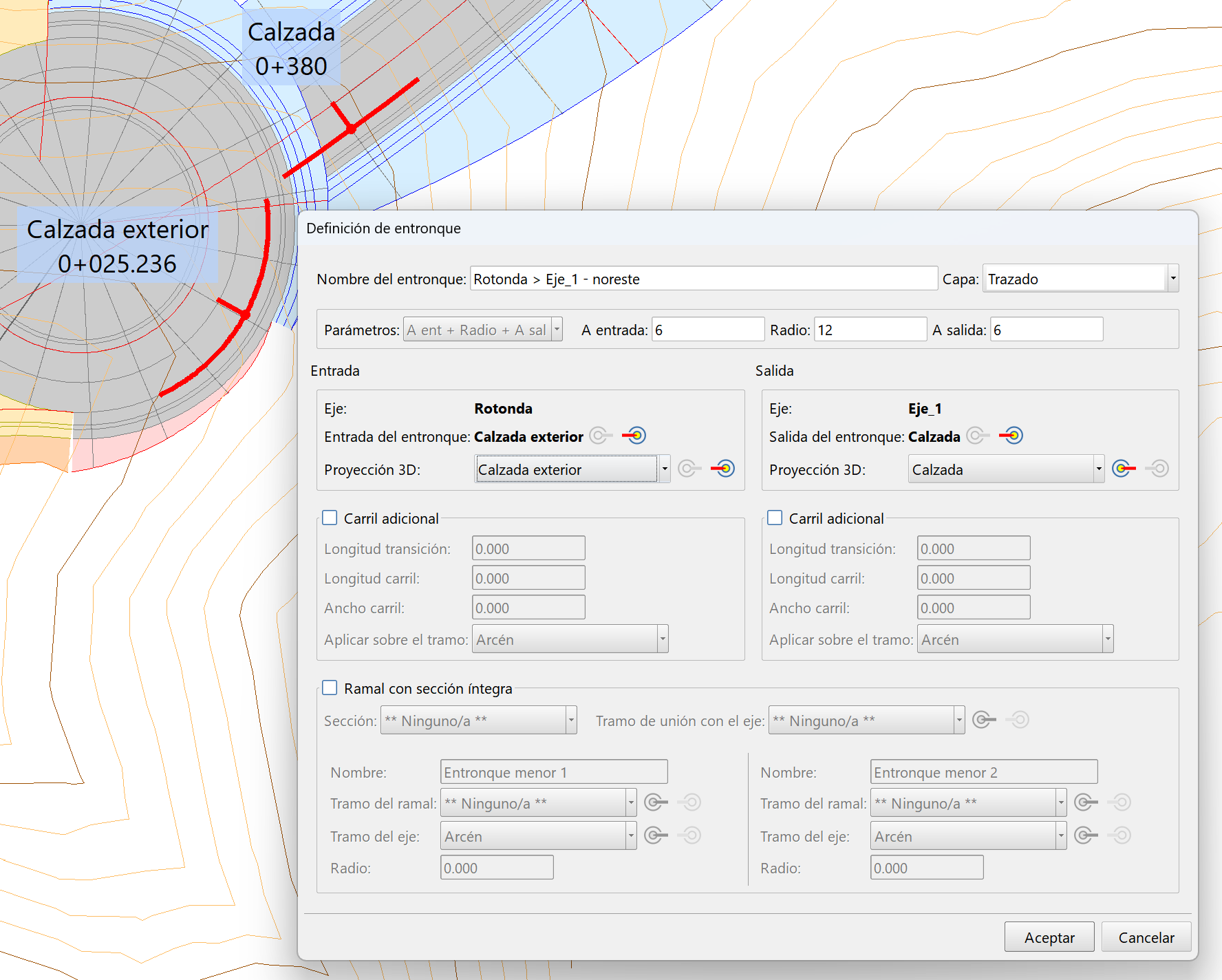 Trazado - Entronques - Caso práctico – Rotonda - Definición entronque 4