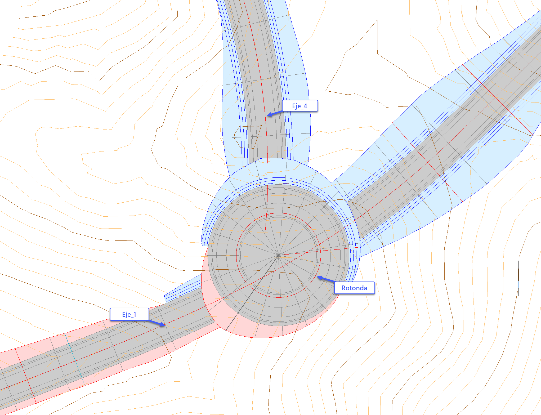 Trazado - Entronques - Caso práctico – Rotonda - Vista inicial