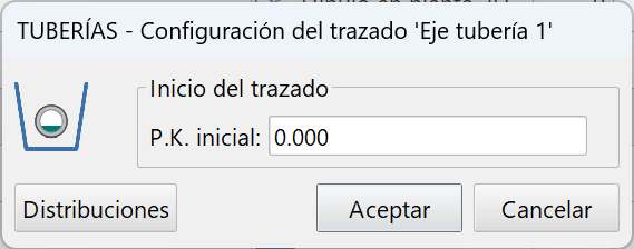 Trazado - Configuración parámetros de tuberías, dialog