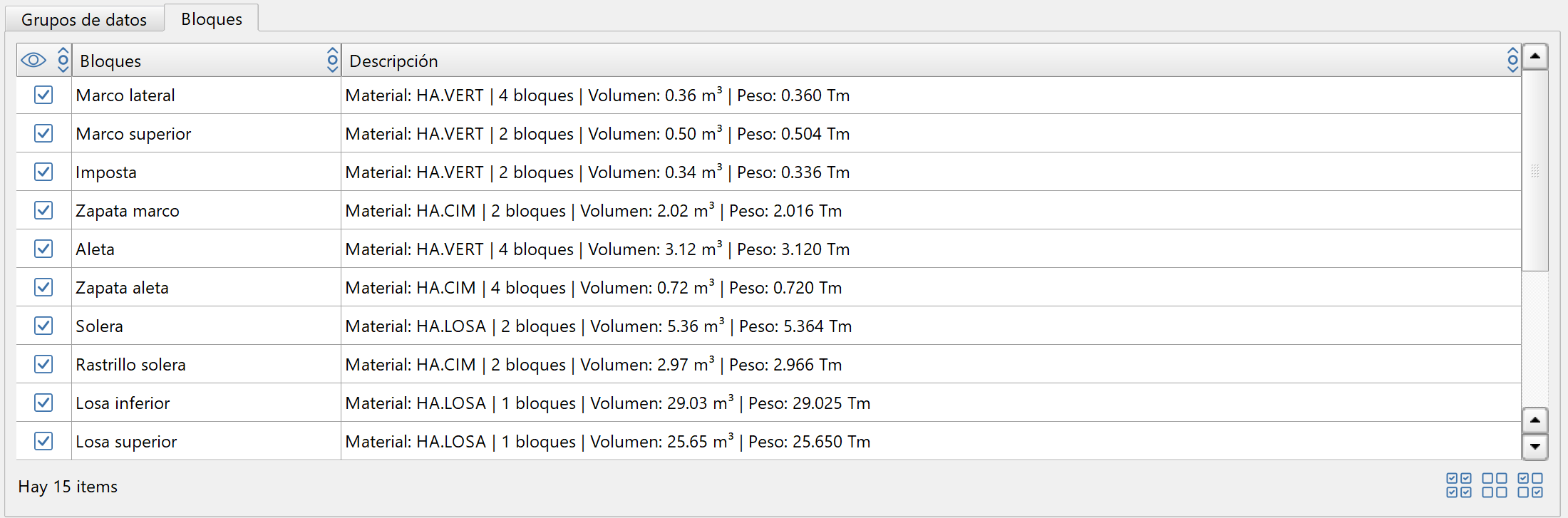 Obras de fábrica - Editor - Bloques