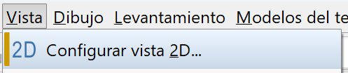 Vista 2D - Configuración, acceso menú