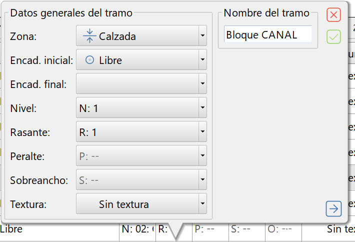 Creación del tramo con el nombre deseado Creación del tramo con el nombre deseado