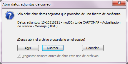 CARTOMAP Classic - Aplicar contexto, ejecutar rtu