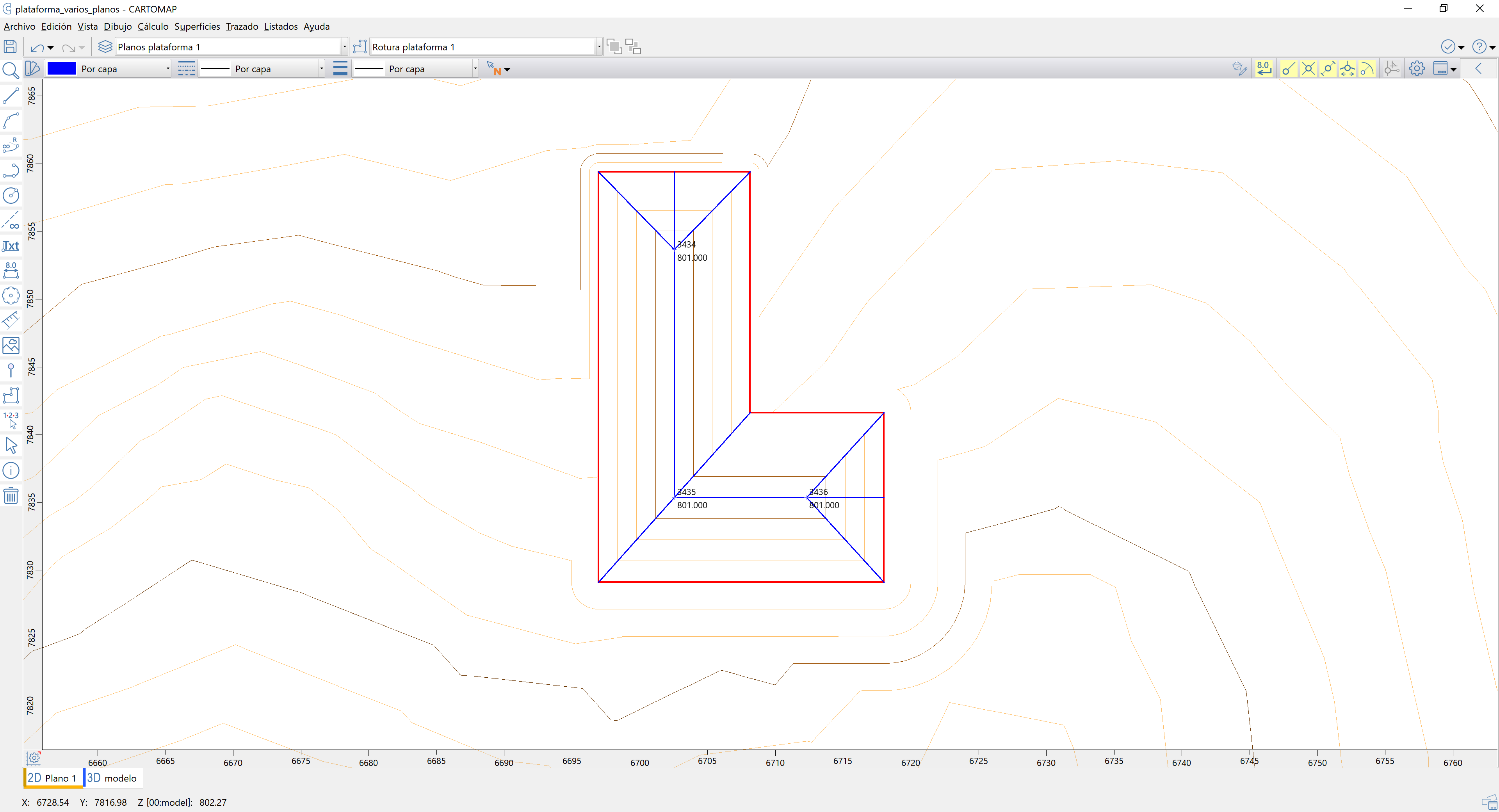 Cubicaciones - Plataformas, varios planos, altimetria modificada