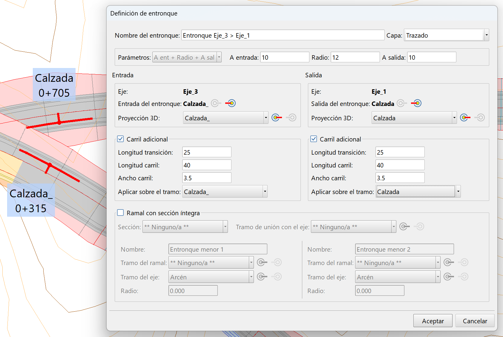 Trazado - Entronques - Caso práctico – Cruce - Definición entronque 2