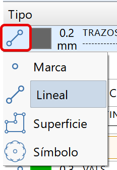 Edición - Levantamiento - Autocroquis, modificar, tipos de código, menú popup