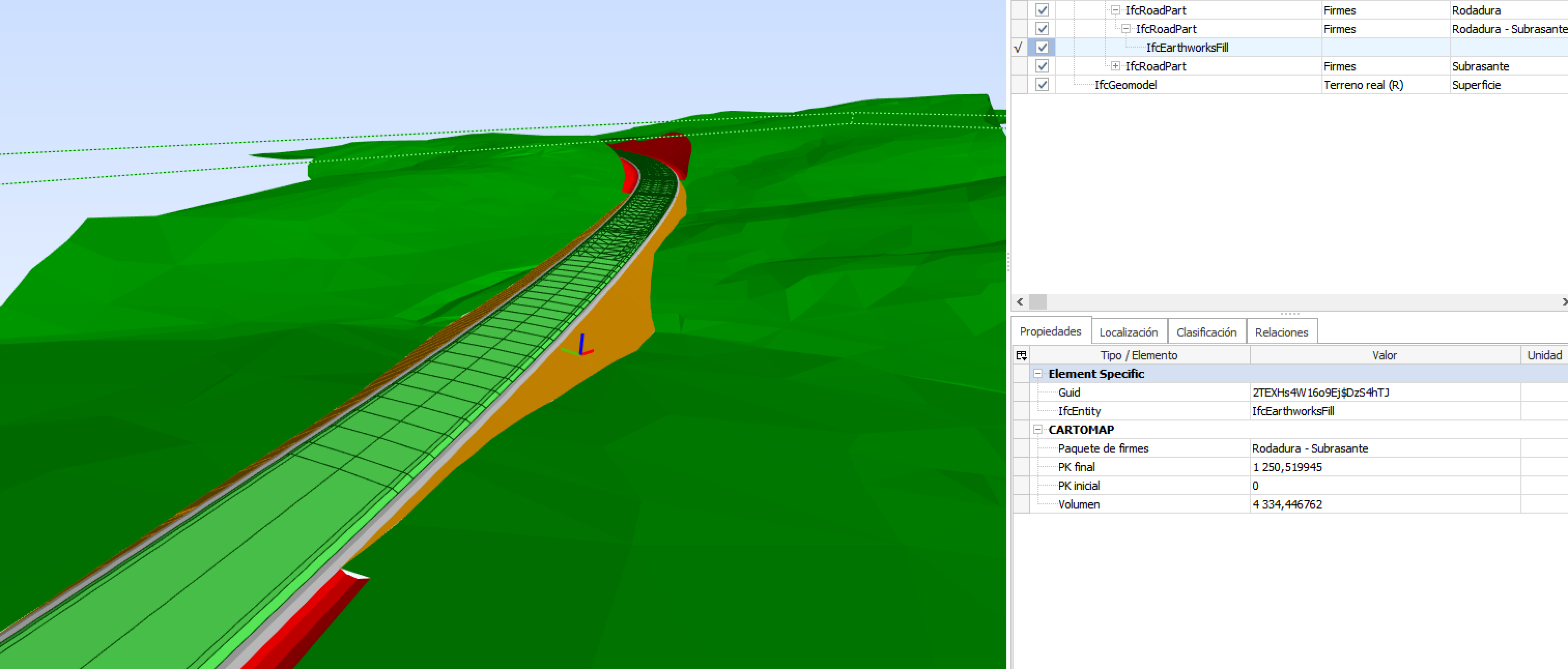 BIM - Exportación de Paquetes de Firme - Resultado, todo un eje unido