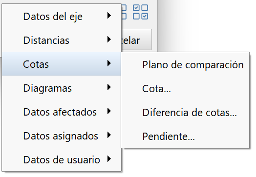 Perfiles - Edición de contenido longitudinal, menú cotas