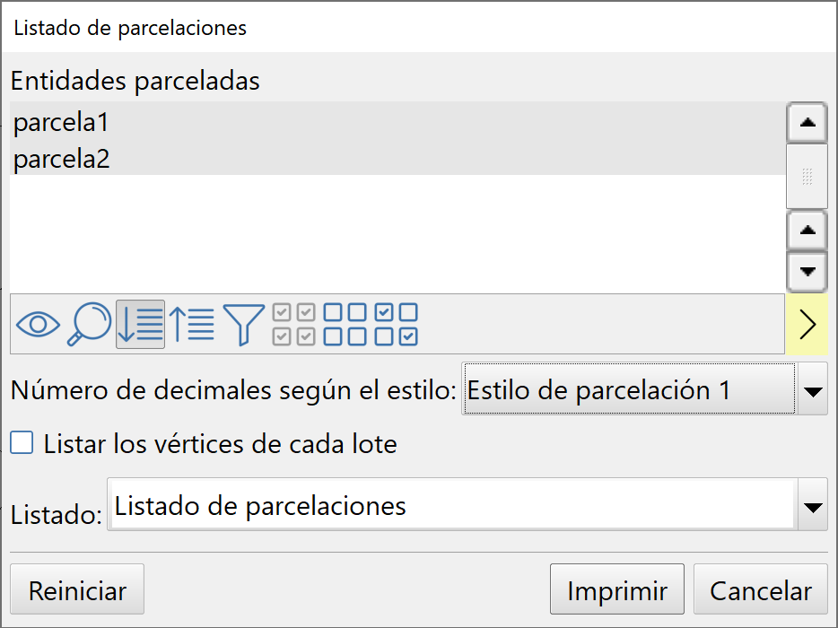 Parcelaciones - Listado - Dialog
