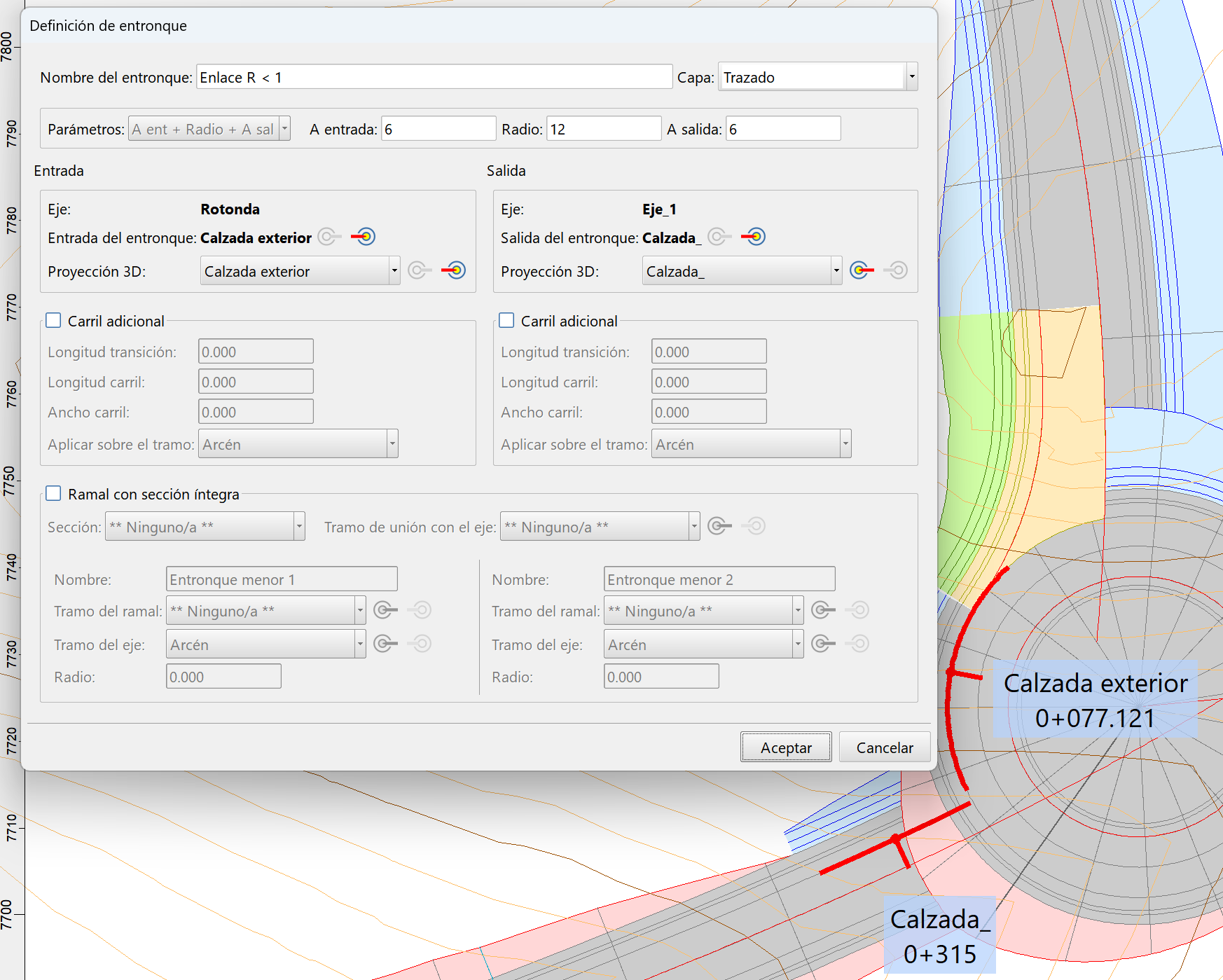 Trazado - Entronques - Caso práctico – Rotonda - Definición entronque 2