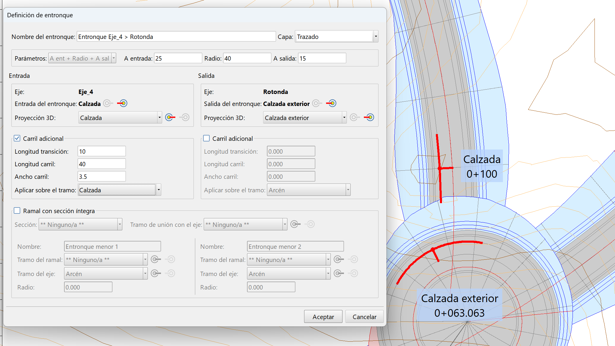 Trazado - Entronques - Caso práctico – Rotonda - Definición entronque 1