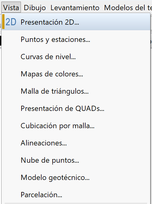 Vista 2D - Presentaciones, menú
