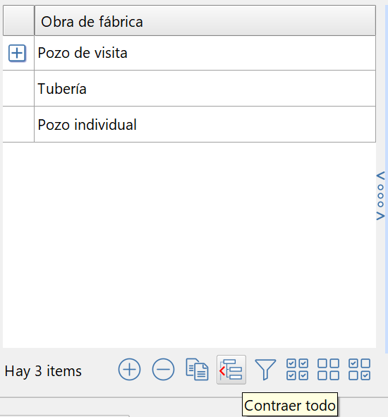 Obras de fábrica - Editor - Opción contraer todo