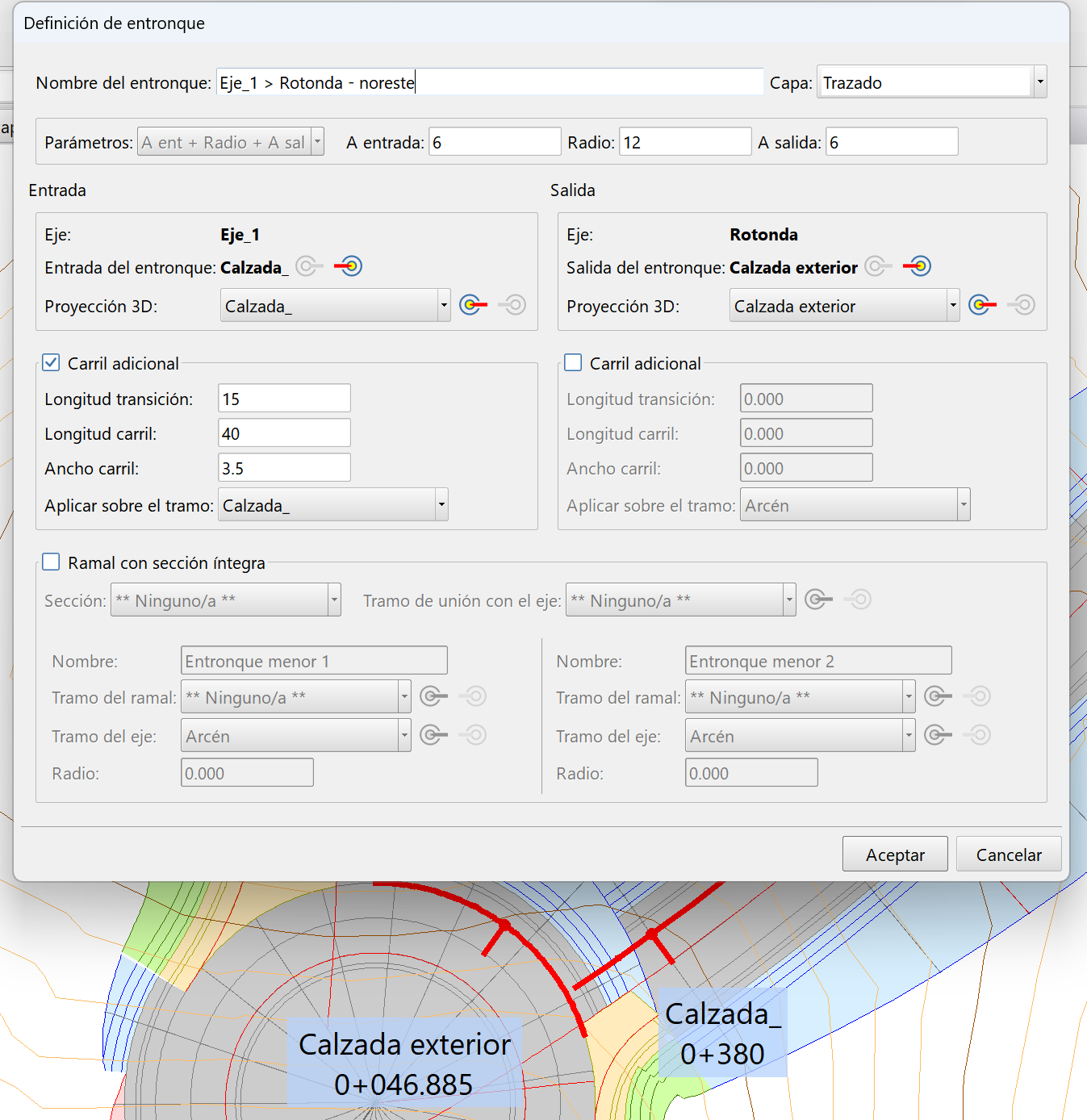 Trazado - Entronques - Caso práctico – Rotonda - Definición entronque 5