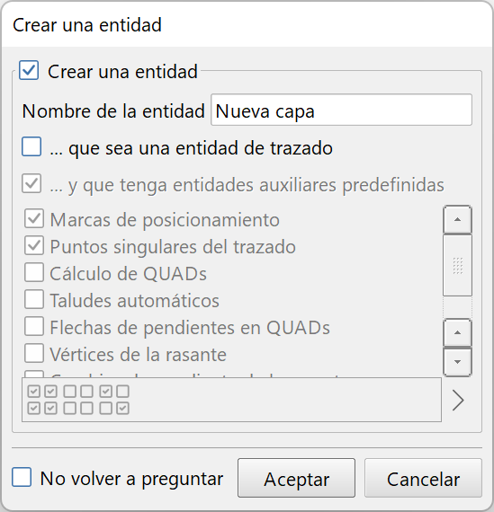 Introducción - Interface de usuario - Zonas de trabajo - Barra superior de opciones generales - Capas, crear nueva capa, dialog