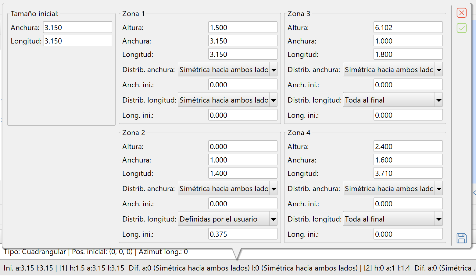Obras de fábrica - Geometría - Cuadrangular, edición