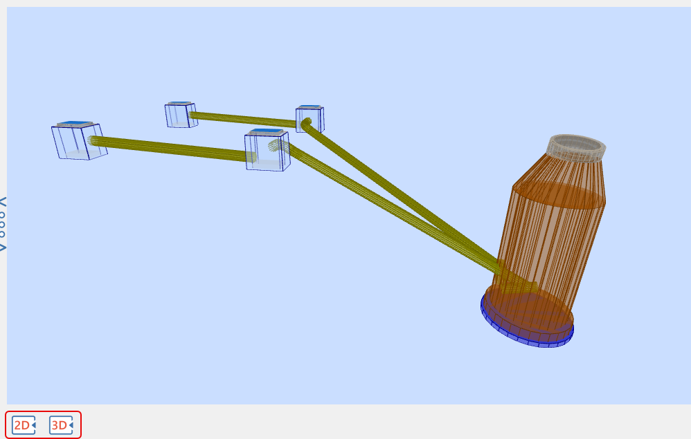 Obras de fábrica - Editor - Opciones de ira a la vista 2D y a la vista 3D (parcial)