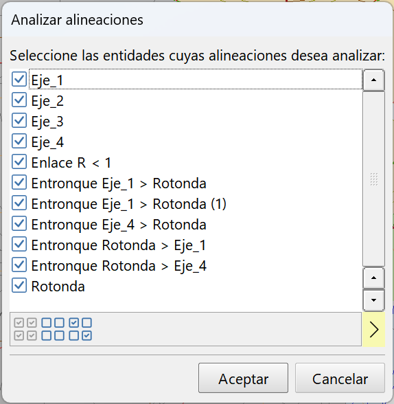 Trazado - Alineaciones - Seleccionar ejes a analizar