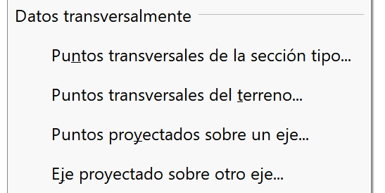 Listados - Datos transversalmente, menú