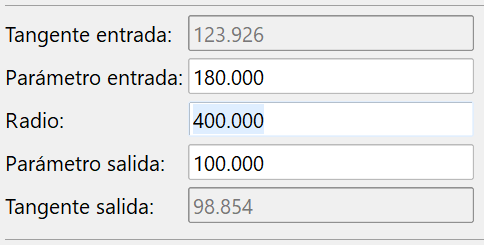 Trazado - Modificar alineaciones - Tipo 1, dialog, parámetros