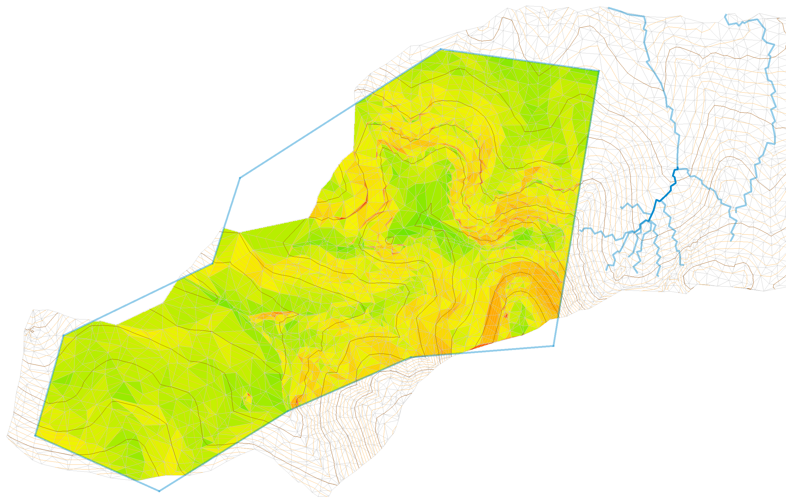 Superficies - Crear modelo pendientes - resultado, vista del mapa de colores