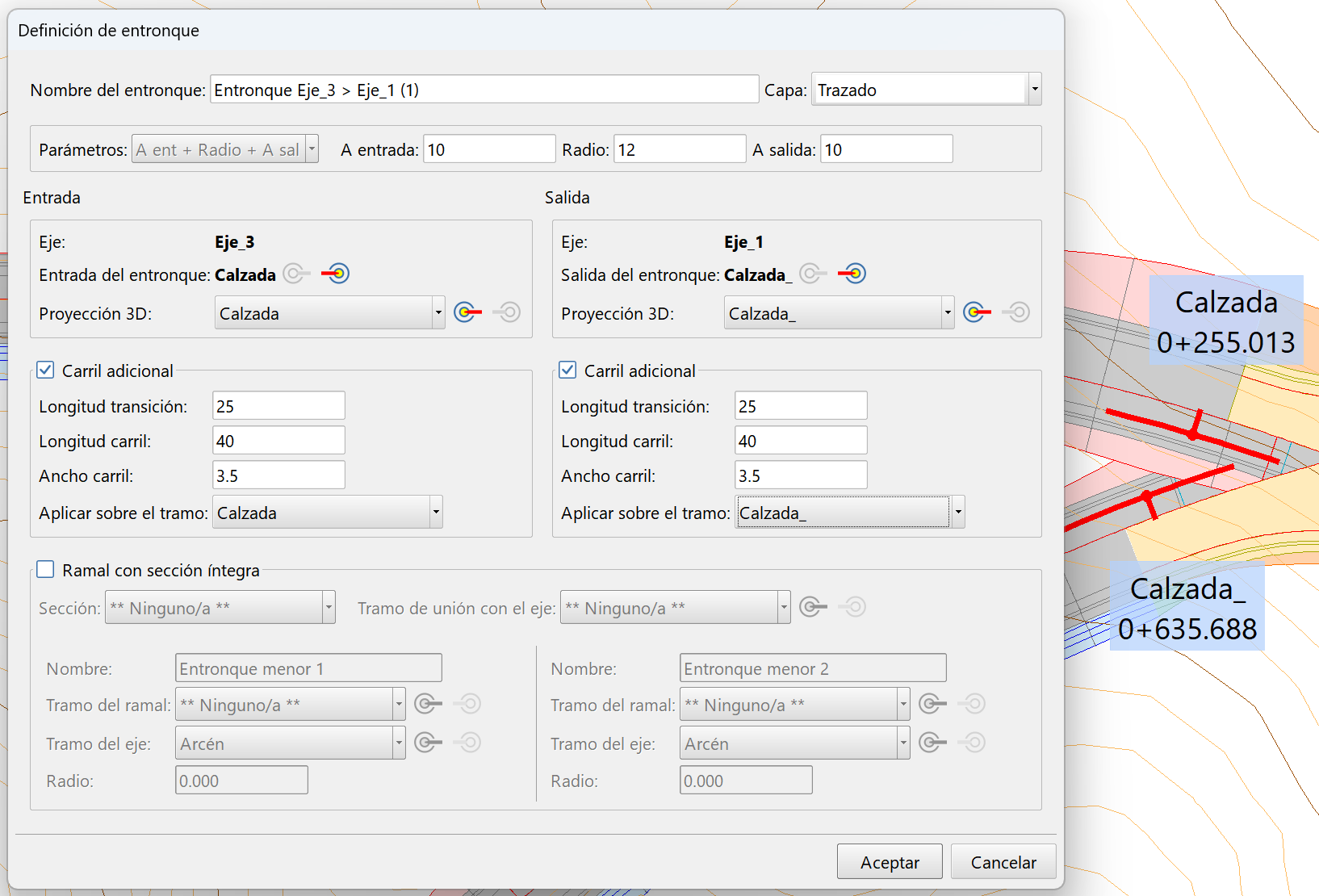 Trazado - Entronques - Caso práctico – Cruce - Definición entronque 4