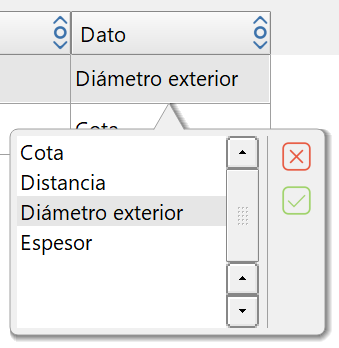 Trazado - Editor secciones - Variables, combo datos en tuberia