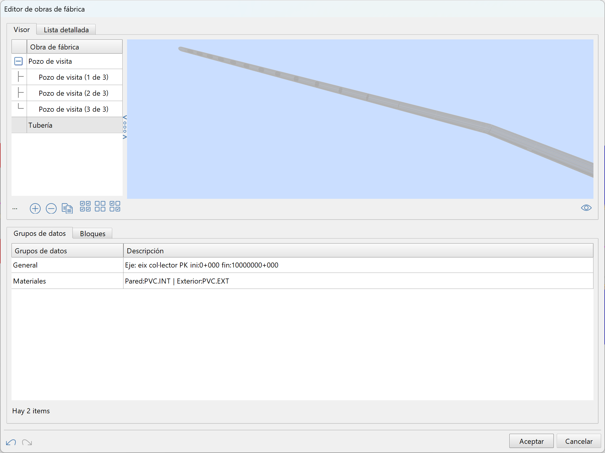 Obras de fábrica - Tuberías - editor OF