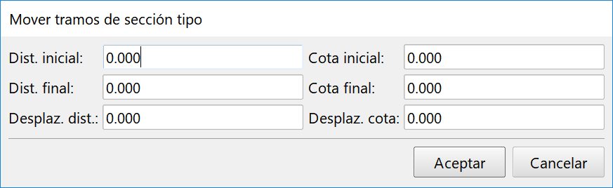 Trazado - Editor secciones - Mover tramos, dialog