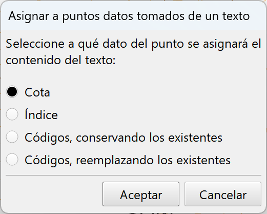 Edición - Levantamiento - Puntos - Asignar datos, tipo de dato