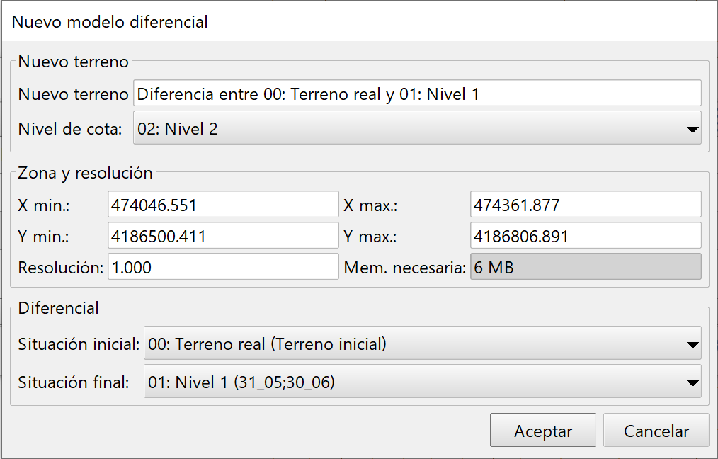 Editor de modelos - Modelos de utilidad, modelo diferencial de malla, dialog