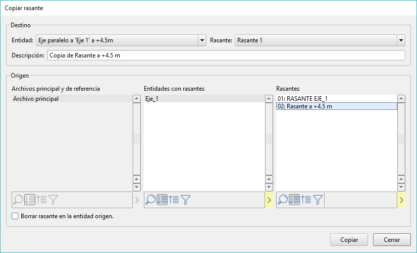 Trazado - Copiar rasante