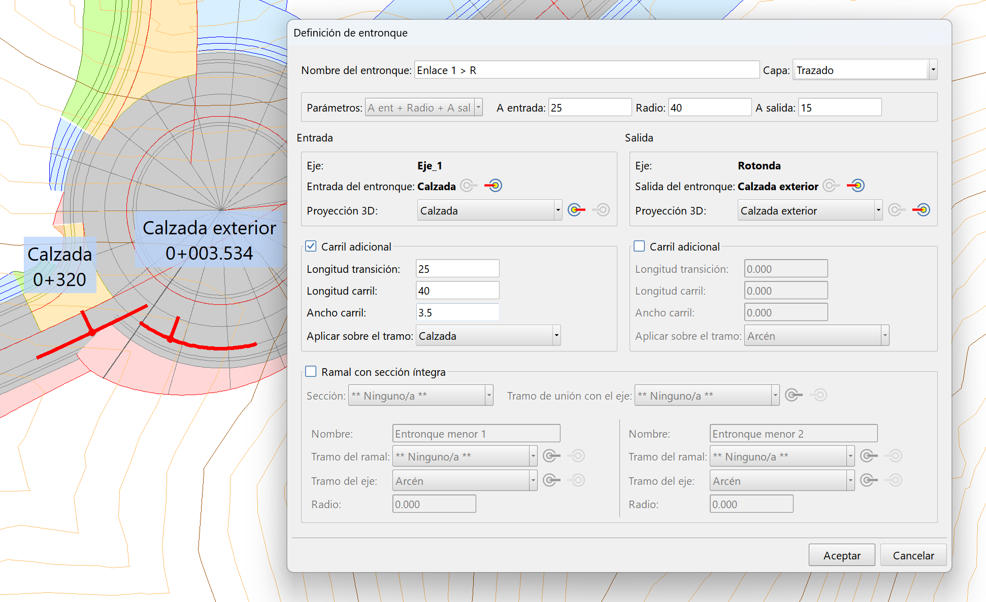 Trazado - Entronques - Caso práctico – Rotonda - Definición entronque 3