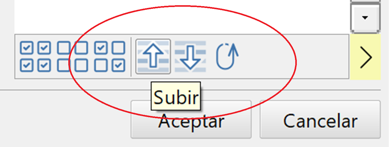 Herramientas para subir, bajar e invertir el orden en la lista de paquetes de firme