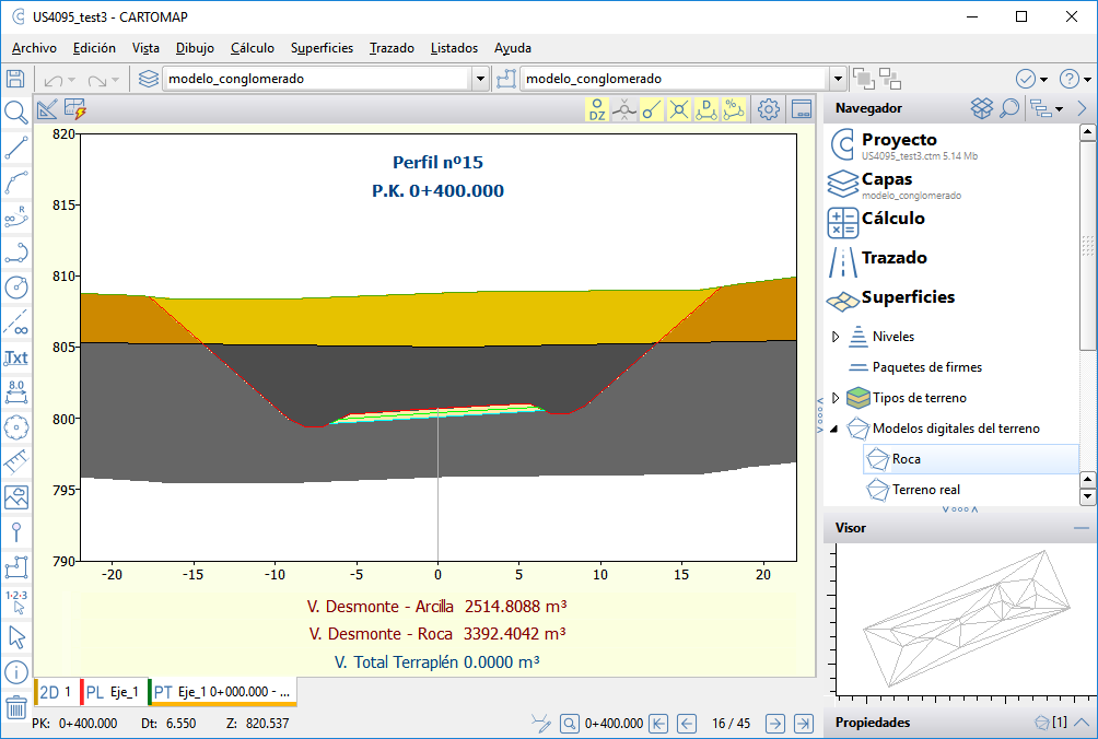 Trazado - Edición unificada de asignaciones - Asignación de tipos de terreno, hasta modelo, perfil transversal